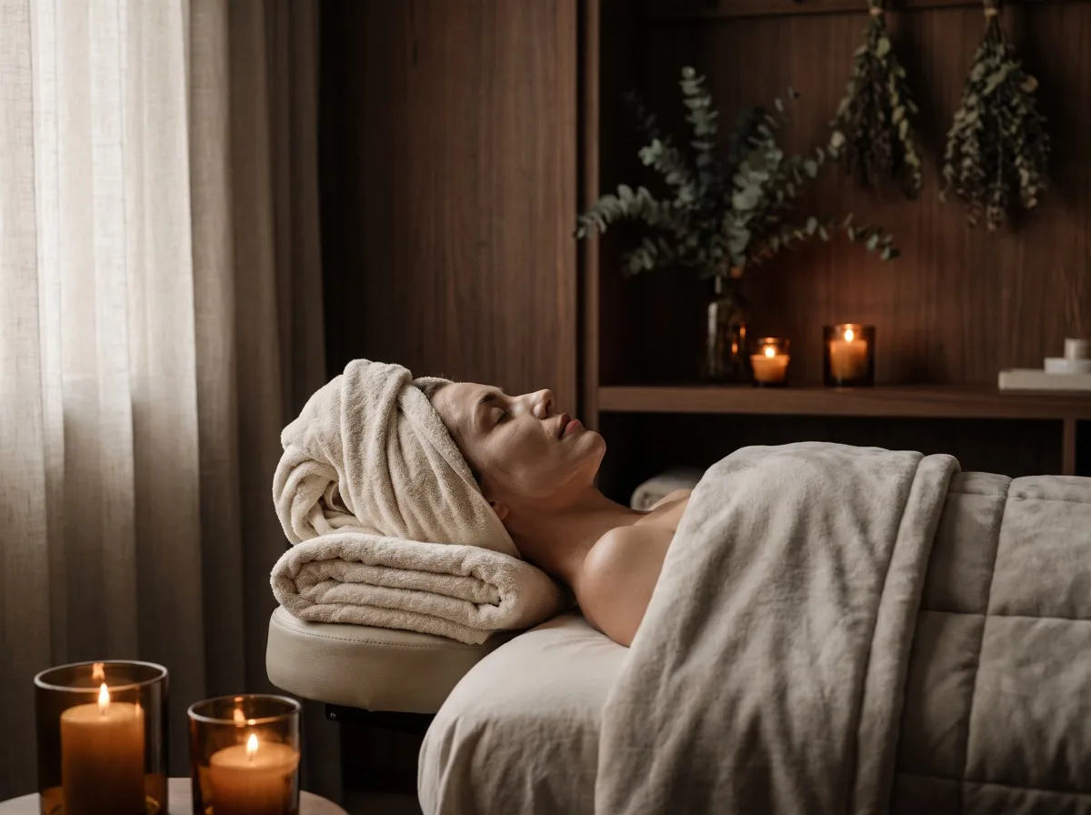 Woman resting during a relaxing facial treatment